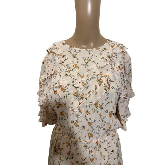 Reformation Cream Floral Long Sleeve Dress - Picture 3 of 6